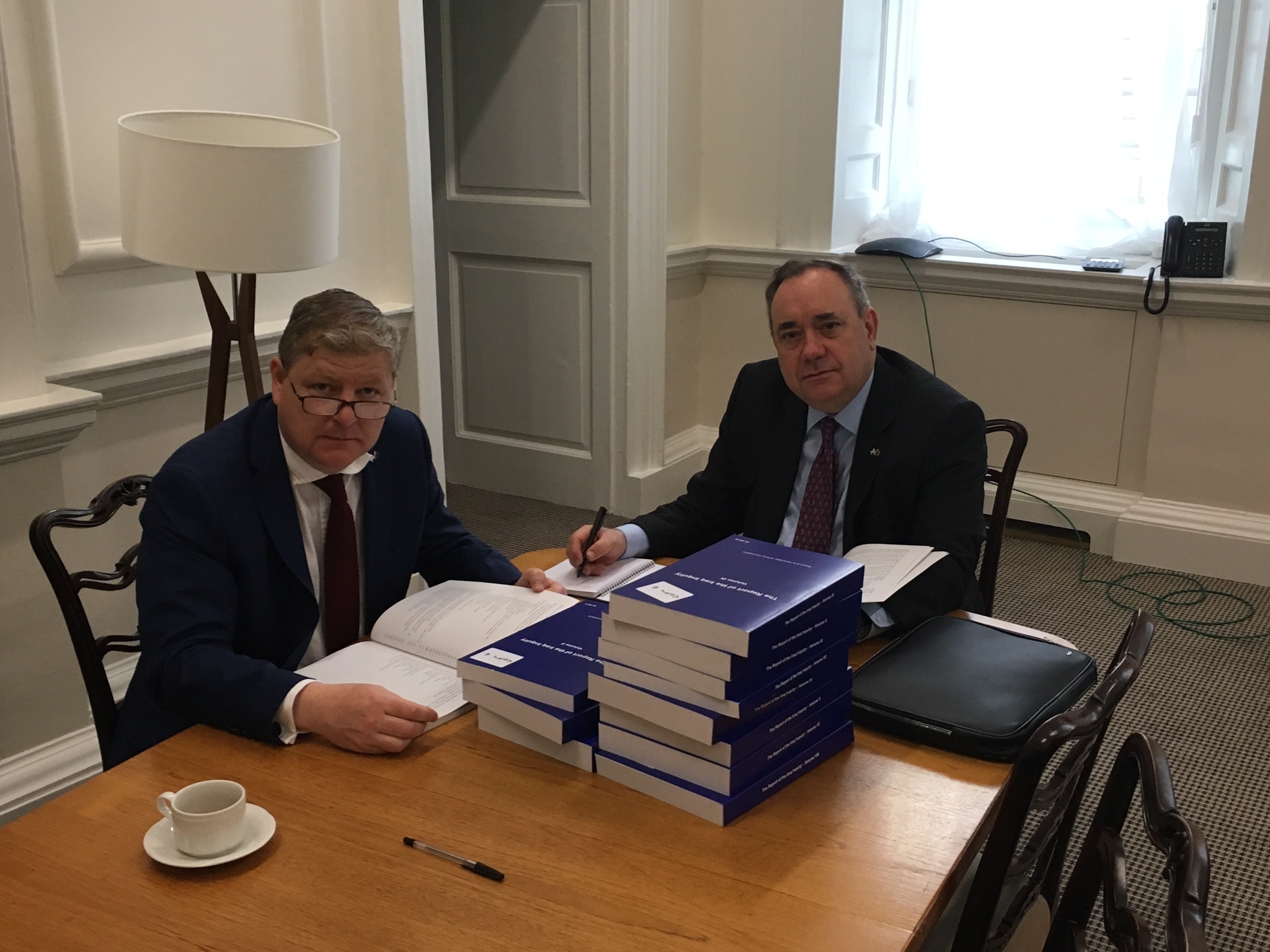SNP Westminster Leader Angus Robertson MP and SNP Foreign Affairs spokesperson Alex Salmond MP viewing the Chilcot Report this morning