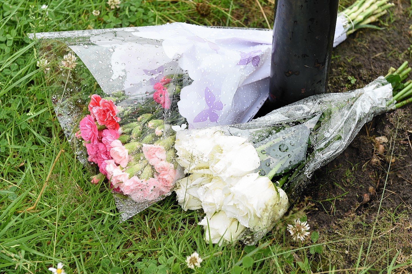 Tributes at the scene of the incident in Aberdeen