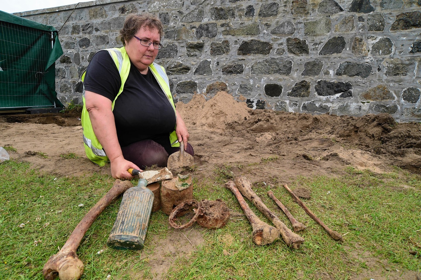 Archaeologist Alison Cameron at the Kirkton Cemetery dig.