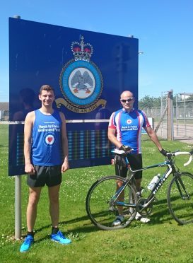 Danny Parsons and Mike Tyrer outside RAF Lossiemouth.