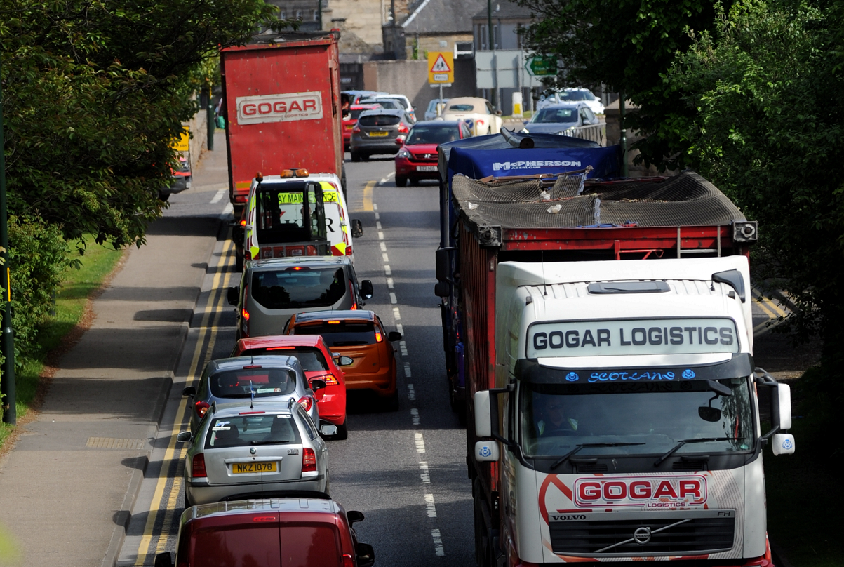 Heavy traffic on the A96 as it passes through Elgin. Picture by Gordon Lennox.