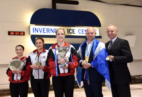 Inverness Ice Centre Refurbishment.
(l to r) Carolione Allan, Eilish Rennie, Emma Miller, Ewan MacDonald and Tom Pendreigh.