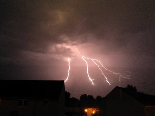Lightning photographed at Croy, near Inverness