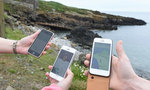 Pokemon Go being played at Kinnaird Head lighthouse