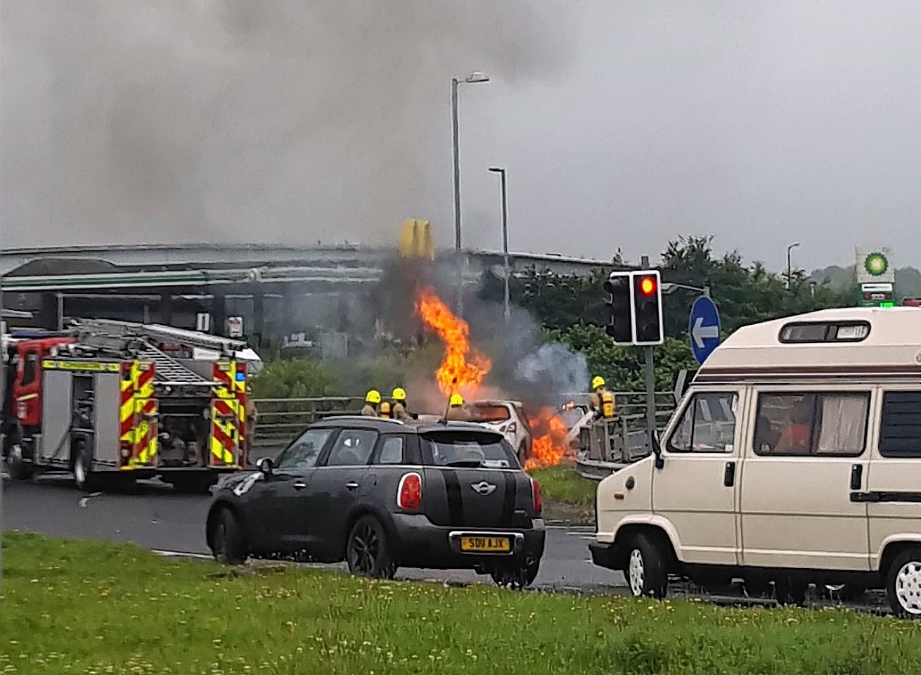 A driver has told of the terrifying moment she escaped from her burning car