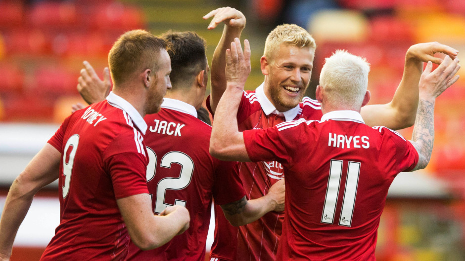 Jayden Stockley came off the bench to score for Aberdeen in the Europa League