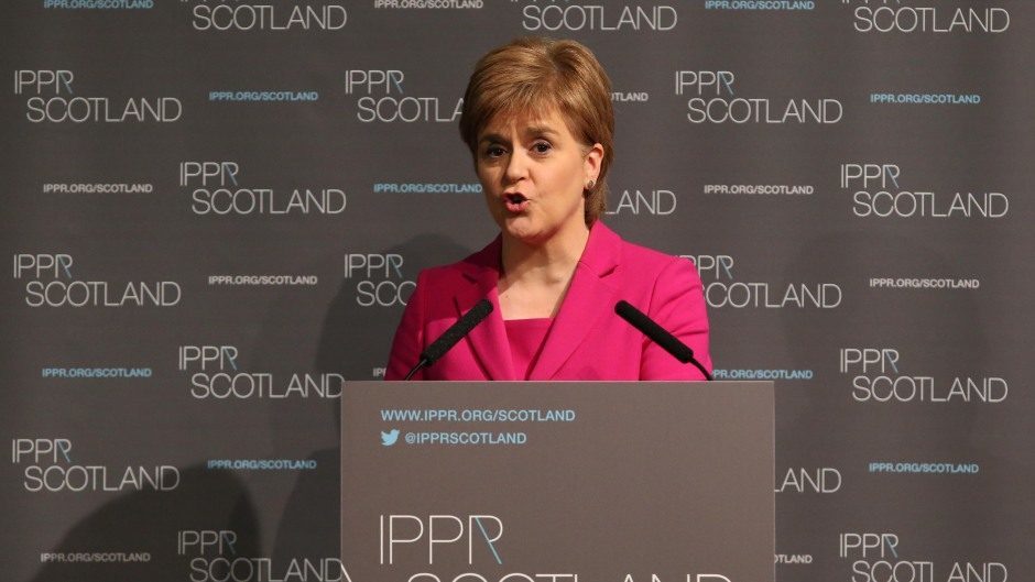 Scotland's First Minister Nicola Sturgeon speaking at the conference of the Institute for Public Policy Research (IPPR) think tank in Edinburgh where she says that she is "determined" to find options to protect Scotland's key interests during EU negotiations.