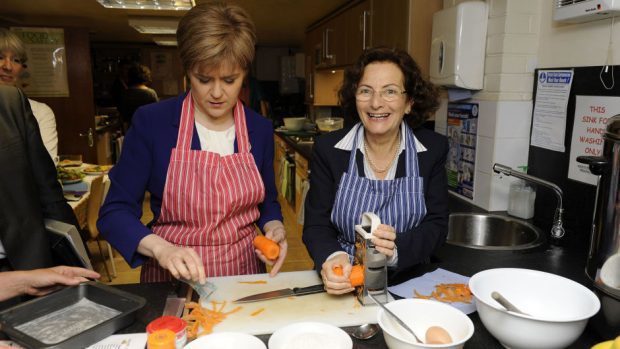 Nicola Sturgeon (left) announced the re-appointment of Naomi Eisenstadt (right) as the Scottish Government's independent poverty adviser for another year