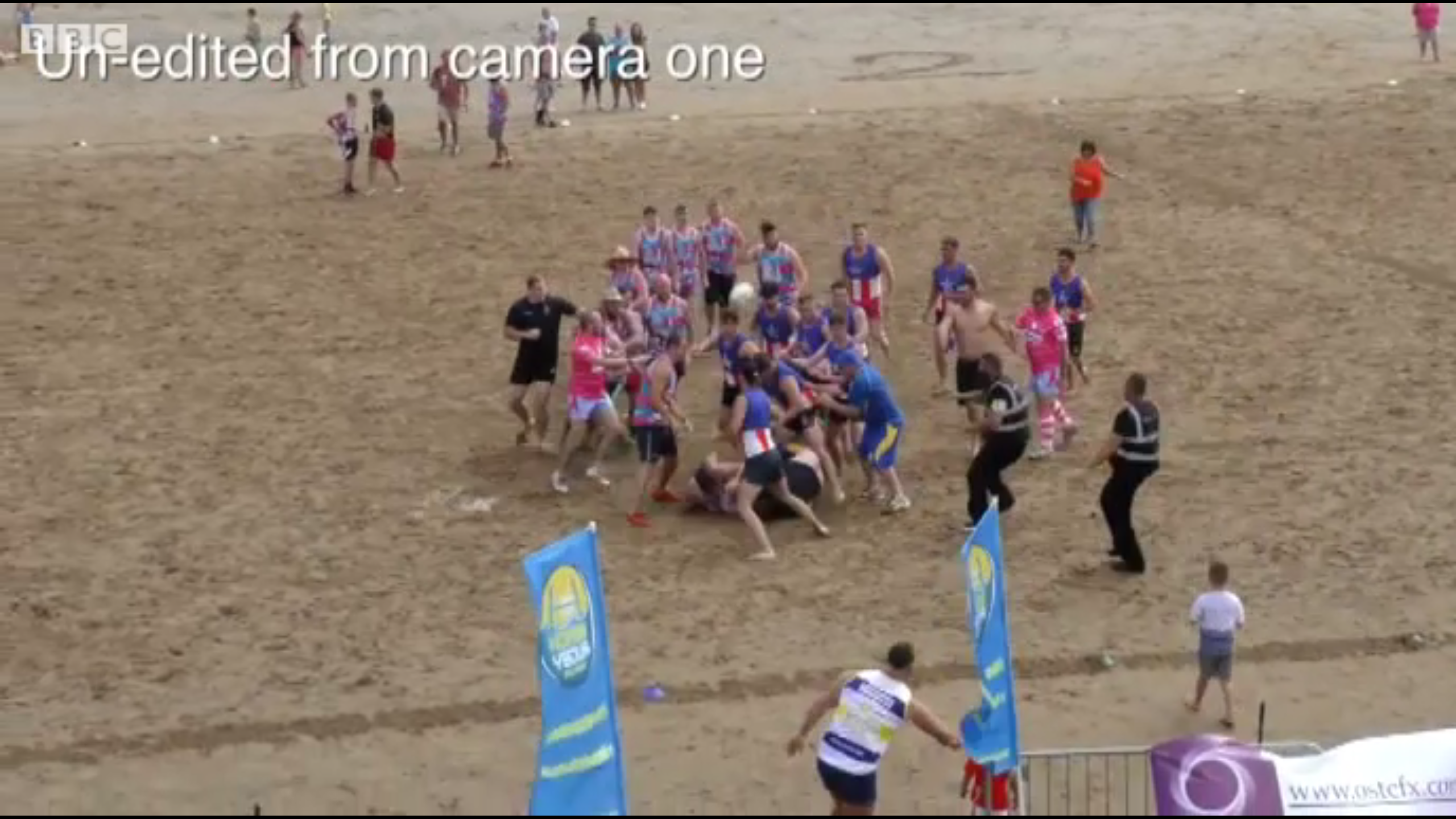 Beach rugby match sparks mass brawl