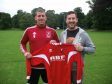 Deveronvale player Scott Fraser and Rob McArthur, who will take the kits to Africa.