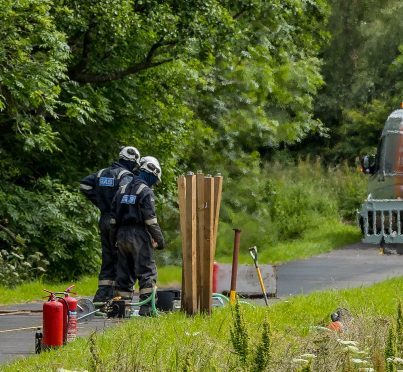 Pictures of the gas leak on the A96 in Moray