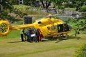 A victim is taken onto the air ambulance in Portsoy