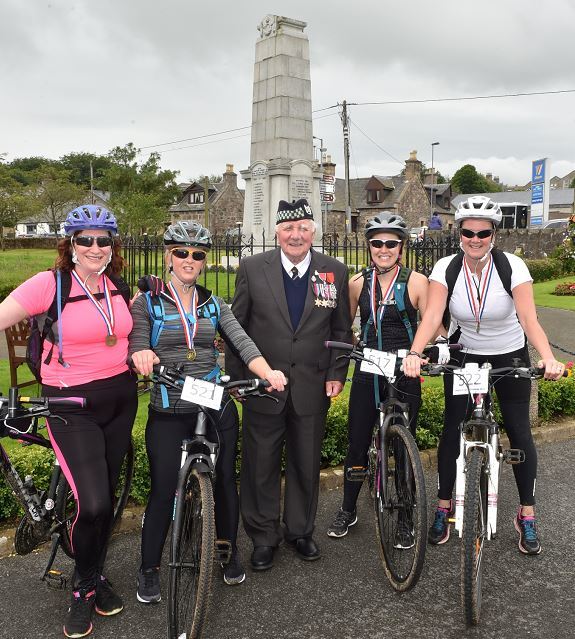 Bill Adie, legion member, with Kelly Signorini, Nicola McIntosh, Leigh Duncan and Claire Gray (Picture: Colin Rennie)