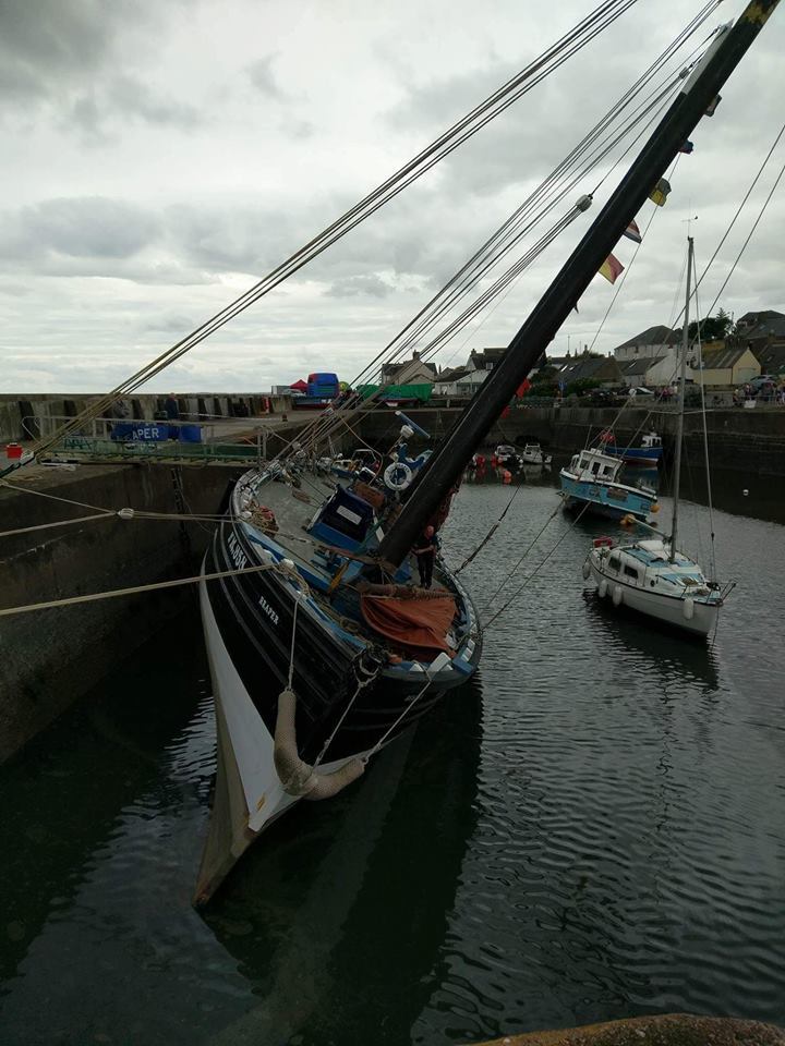 The submerged Reaper in Johnshaven Harbour
