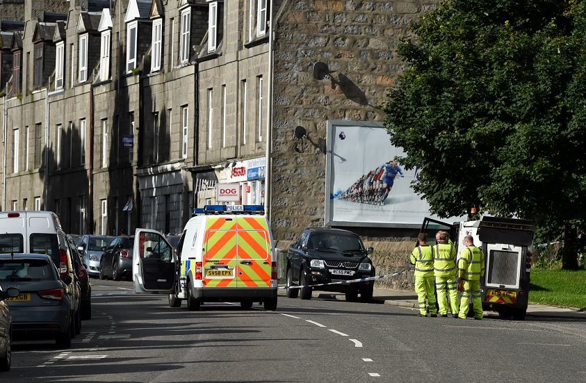 Police Scotland at the scene on Great Northern Road, Aberdeen. Picture: Kenny Elrick.