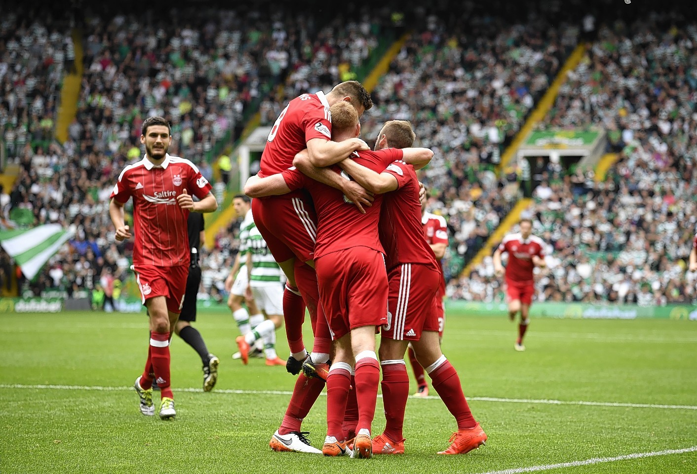 Aberdeen's Adam Rooney (blocked) celebrates his equaliser
