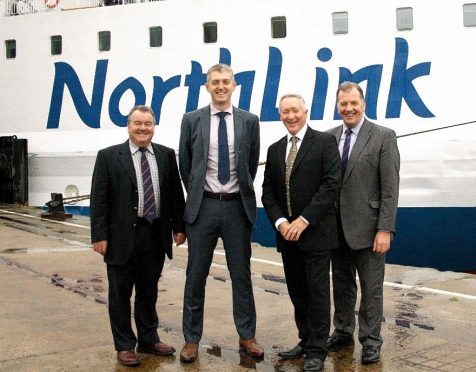 Alan Hutcheon from ANM, Kris Bevan and Stuart Garrett from NorthLink Ferries, and John Gregor from ANM.