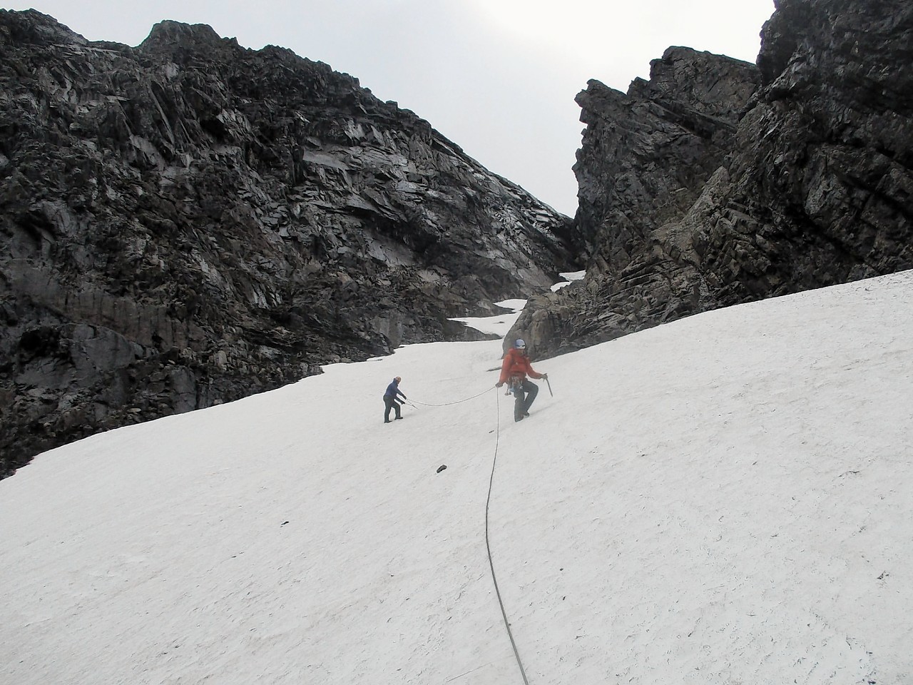 High snow depth on North Face of Ben Nevis in Summer