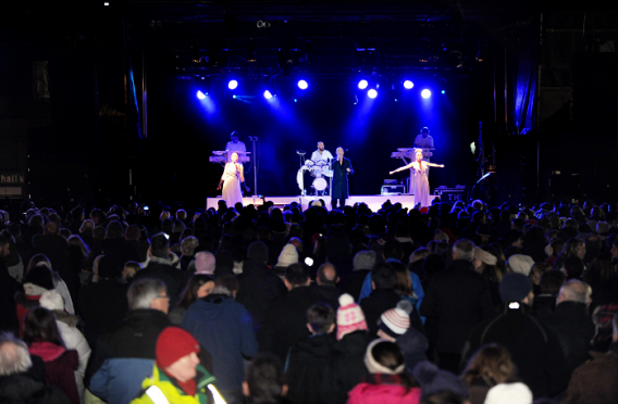 The Human League perform at The Open Air In The Square Stonehaven 2014.