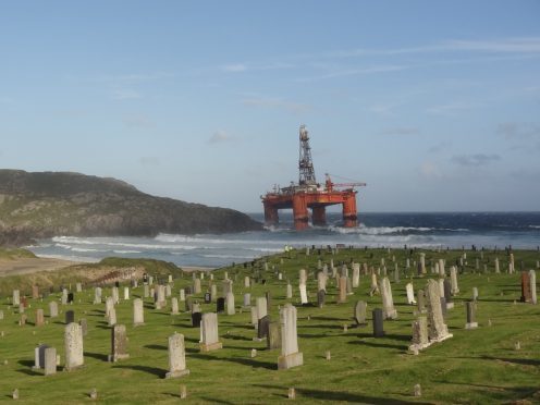 The oil rig has come ashore at Dalmore, Lewis