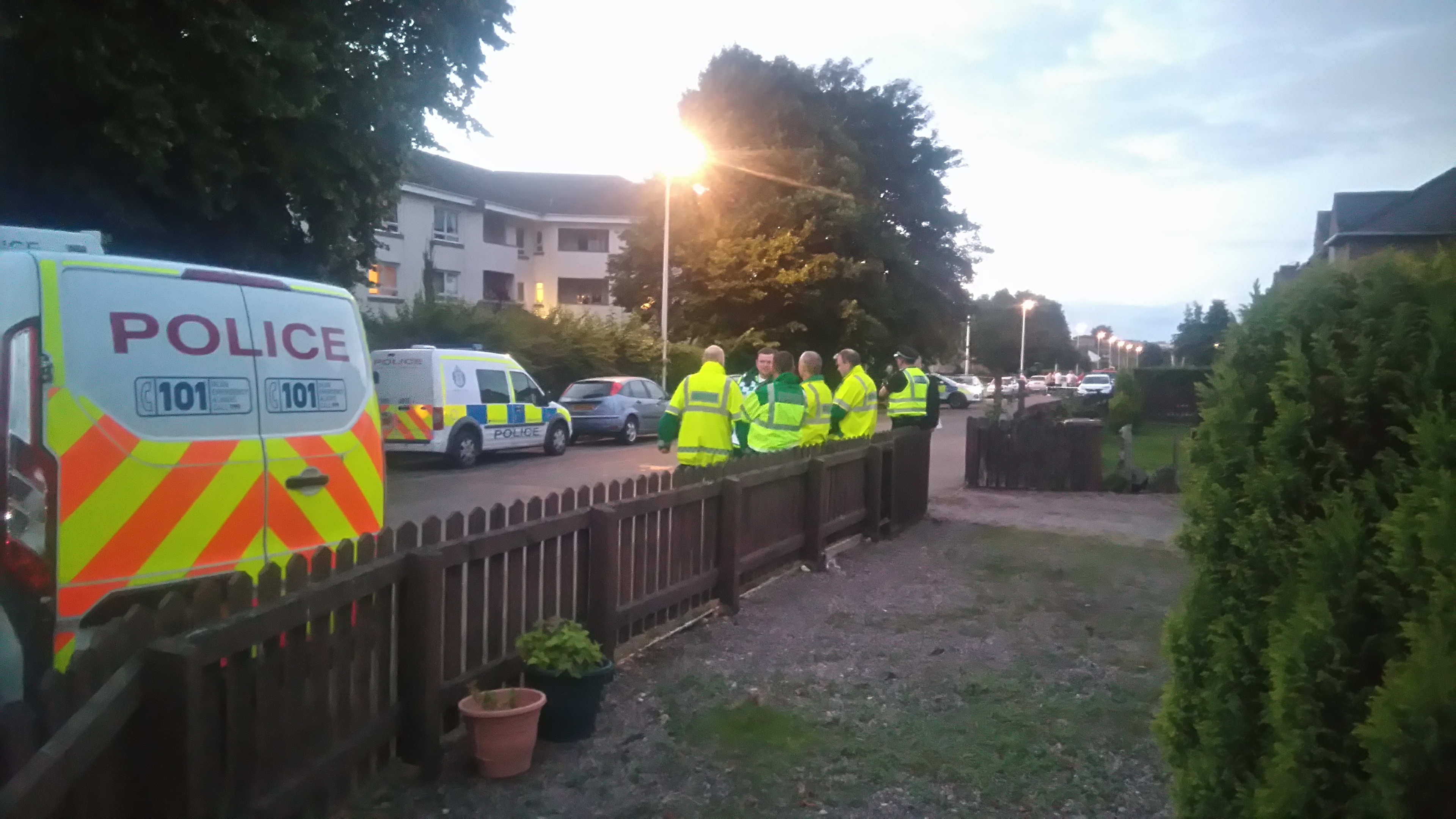 Police and ambulance at the scene of the incident in Inverness