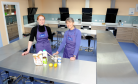Ailish Carroll-Brentnall, left, and Donna Breen, right, health promoting youth workers, in the new training kitchen at Elgin Youth Cafe in Francis Place, Elgin. Picture by Gordon Lennox.