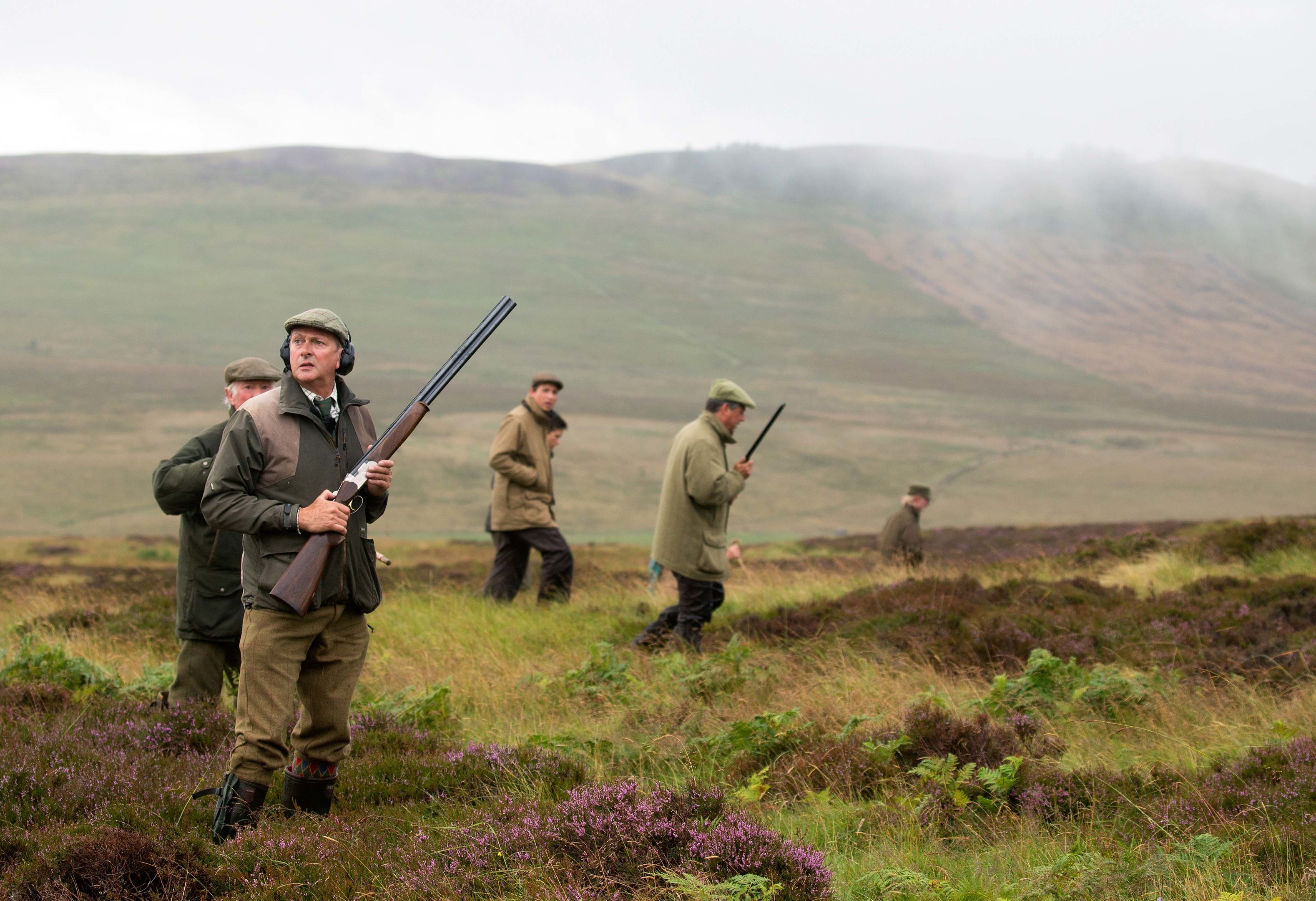 The Glorious Twelfth launcehd by the Gift of Grouse on The Abercairny Estate near Crieff in Perthshire…12.08.16 Chef Nick Nairn pictured on the grouse moors of the Abercairny estate this morning where he bagged himself a brace of grouse on the opening day of the Grouse season Picture by Graeme Hart. Copyright Perthshire Picture Agency Tel: 01738 623350 Mobile: 07990 594431