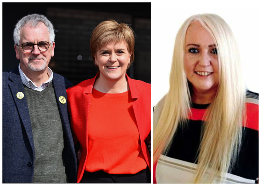 Nicola Sturgeon with her father, Robin (left), and Louise McPhater (right)