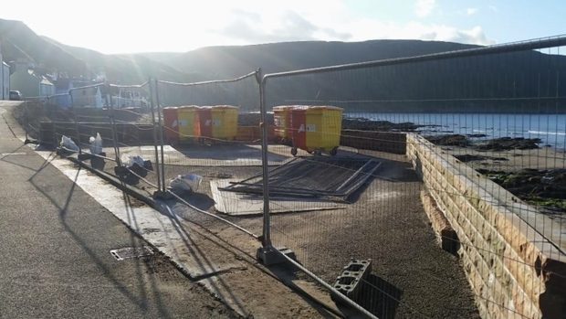 Bins next to the sea in Gardenstown