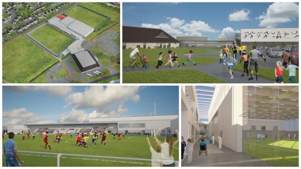 Artists impressions of the proposed Garioch Sports and Community Centre.