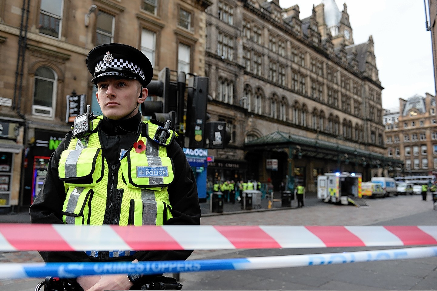 Emergency services at the scene in Glasgow