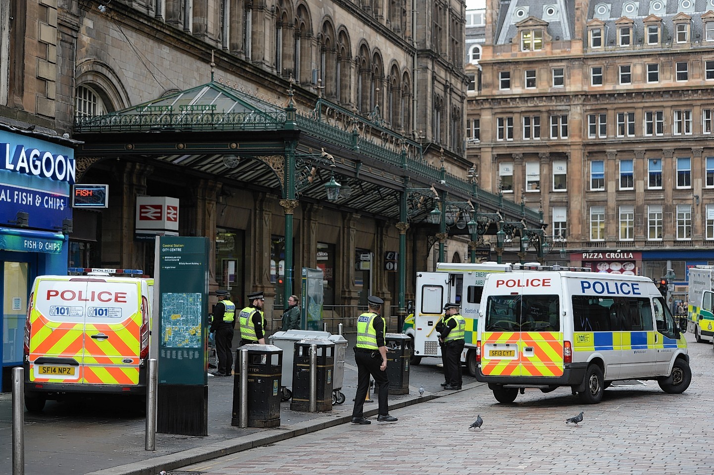 Emergency services at the scene in Glasgow