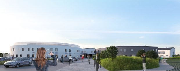 An artist's impression of Orkney's new hospital and healthcare facility.