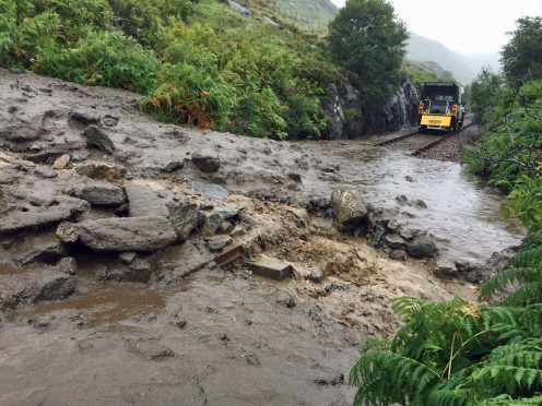 Work has carried on throughout the weekend to clear mud and debris from the railway