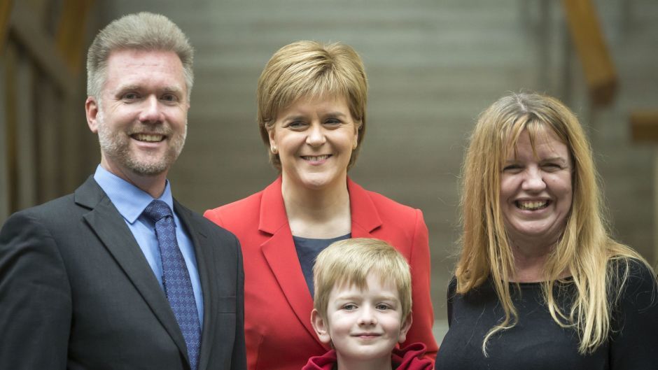 The Brain family pictured with Nicola Sturgeon