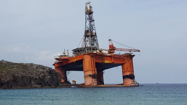 The Transocean Winner drilling rig was stranded on the beach of Dalmore, on Lewis