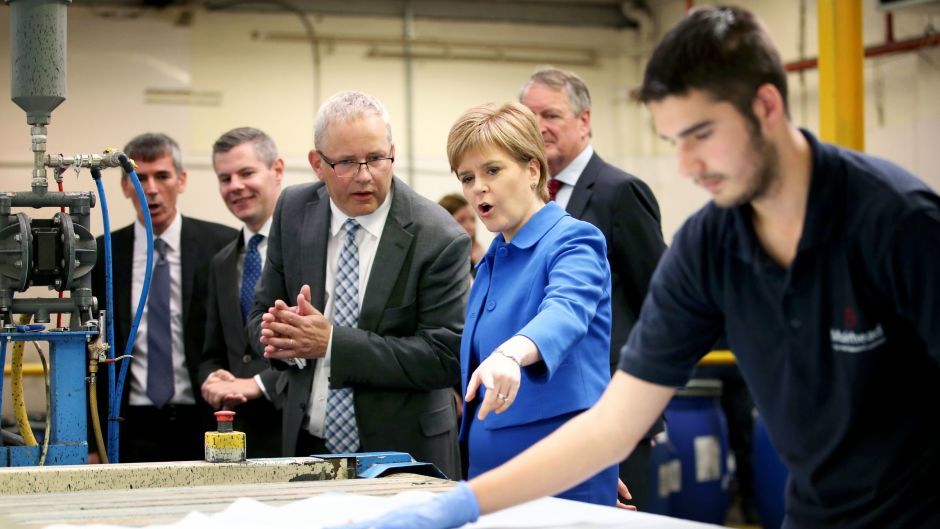 Nicola Sturgeon visited leather manufacturer Andrew Muirhead & Son in Dalmarnock as the GERS report was published