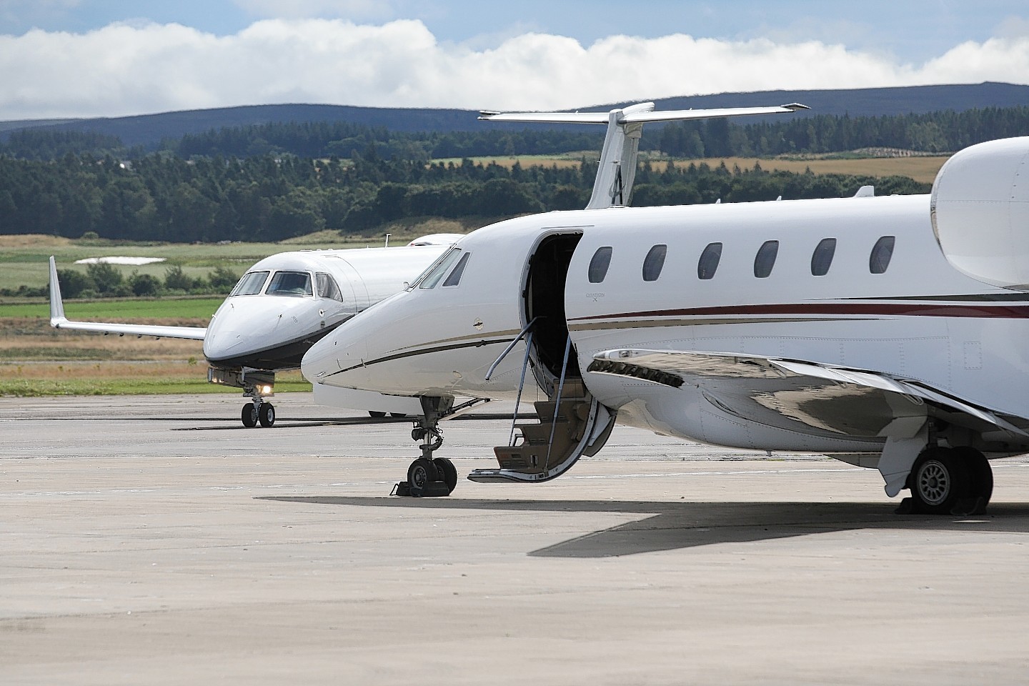 The Duke of Westminster's private plane after the drama unfolded in the morning
