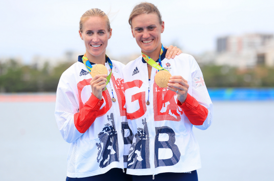 Helen Glover and Heather Stanning with their medals
