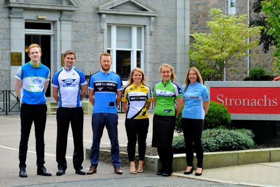 Left to right: David Ridley (2011 shirt), Jamie Hunter (2012 shirt), Callum Armstrong (2013 shirt), Alexandra Smith (2014 shirt), Anna Harris-Evans (2015 shirt) and Liane Munro (2016 shirt)