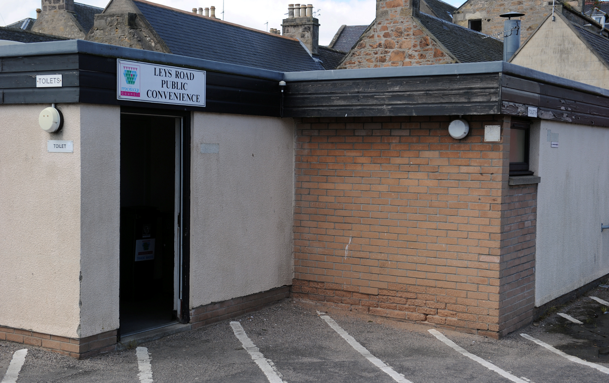 Road Public Convenience in Forres where an Norma Webster was locked in, overnight, after suffering a stroke