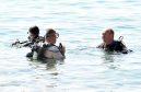 Diving at Tisno.   Pictured - Cpt Ken Scott of Elgin (right), a diving instructor.    
Picture by Kami Thomson