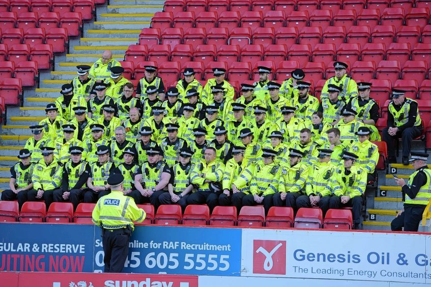 There was a heavy police presence for the clash at Pittodrie