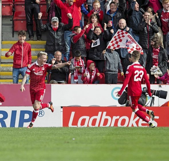 Jonny Hayes celebrates putting Aberdeen in front