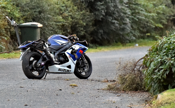 Fatal RTC on the A98 east of Portsoy involving a single Suzuki motorcycle.     
Picture by Kami Thomson