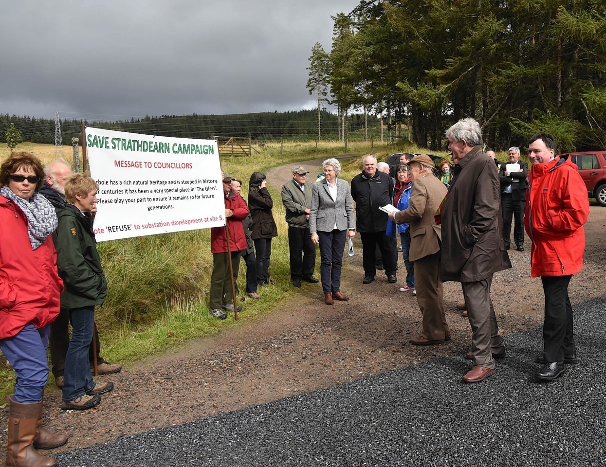 Campaigners meet councillors on the substation site visit