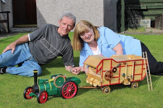 Mike and Leona Foote with the model machinery