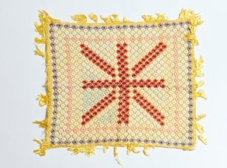 The embroidery created by Murdo MacRae when he was recovering from near fatal wounding at Oldmills Military Hospital 