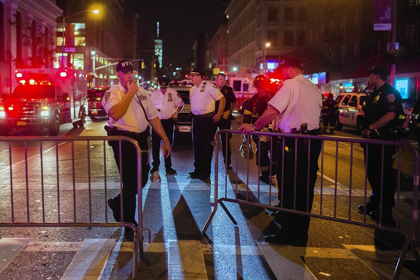 Police work near the scene of an explosion in Manhattan's Chelsea