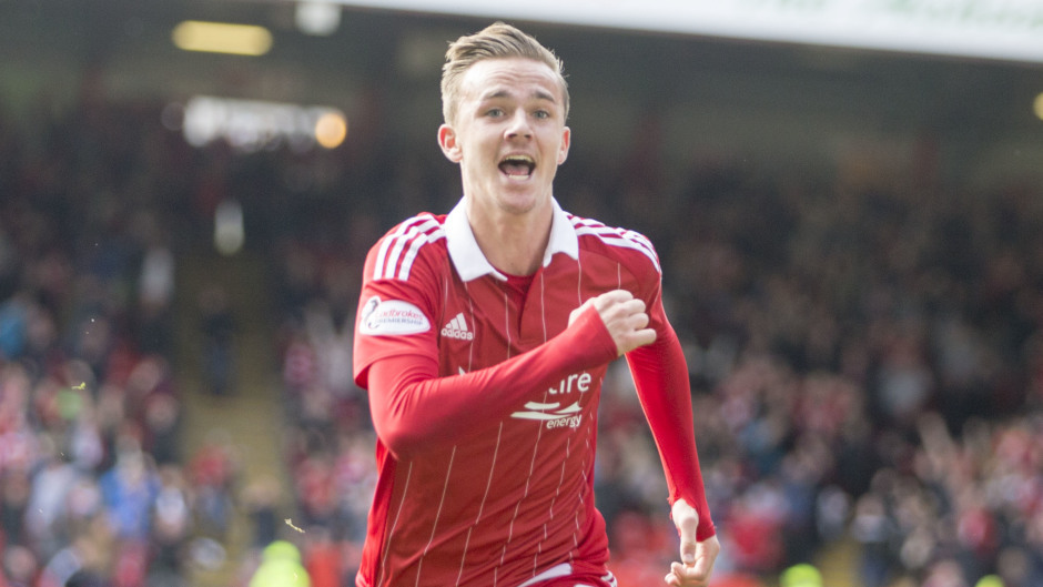 Aberdeen's James Maddison was booked for simulation by referee Kevin Clancy.